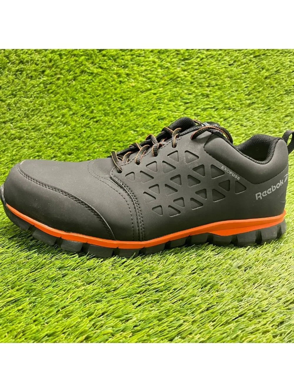 Reebok Sublite Cushion Men Size 11E Black Orange Composite Toe Safety Work Shoes